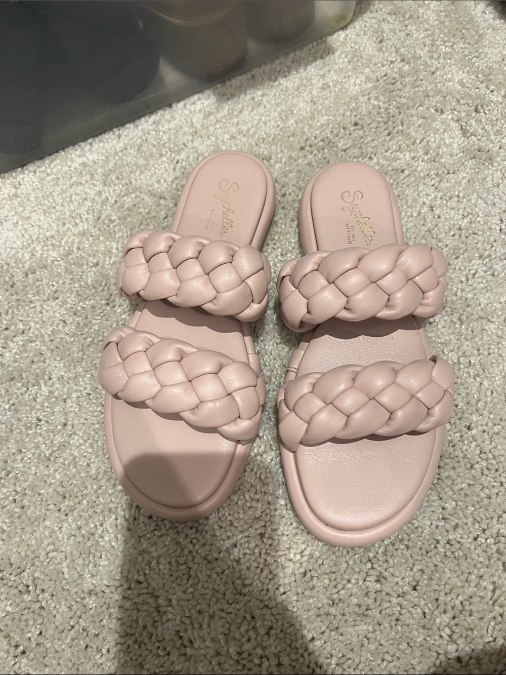 Seychelles Pink Braided Double-Strap Slide Sandals